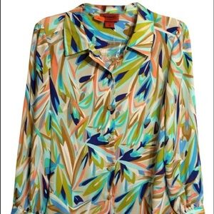 MISSONI + TARGET Abstract  Button  Down  Blouse L NWOT